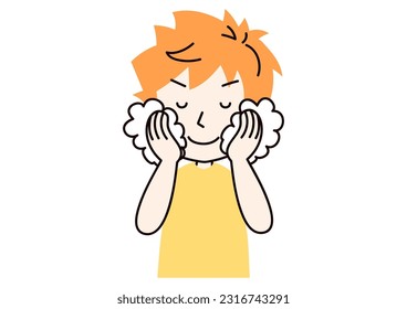 Clip art of man washing face