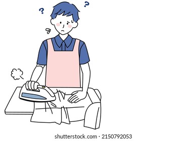 Imágenes prediseñadas de un hombre que no puede planchar bien