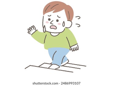 Clip art of man who can't catch his breath when climbing stairs