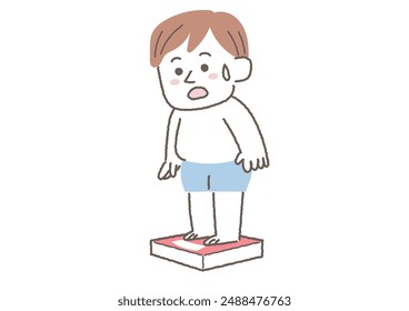 Clip art of a man who is shocked when he gets on the scale