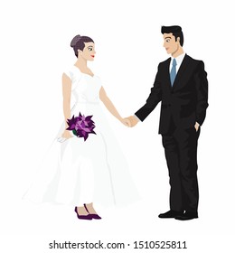 Clip art of man and woman getting married