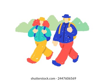 Clip art of man and woman hiking