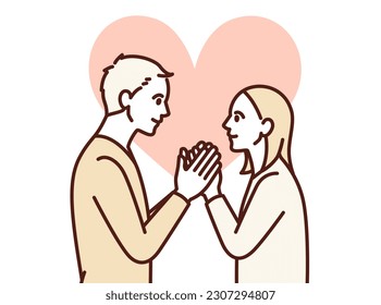 Clip art of man and woman holding hands and loving each other.