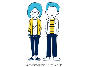 Clip art of man and woman standing side by side