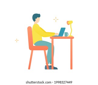 Clip art of a man working at a desk.
This illustration has elements of business, computer, internet, people, and books.