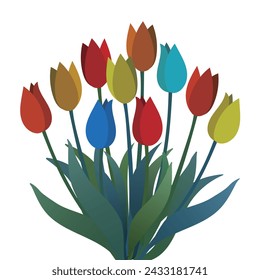 Clip art of many tulips