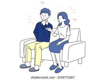 Clip art of a married couple conversing happily