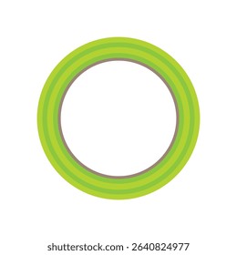 Clip art of masking tape in minimalistic front facing angle on isolated white background. Roll of tape, green art tape, scotch tape. Art supplies icon, label, and sticker. Vector illustration, EPS 10.