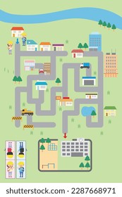 Clip art of maze for learning traffic safety and traffic rules