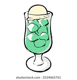 Clip art of melon cream soda of brush touch