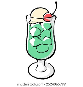 Clip art of melon cream soda of brush touch