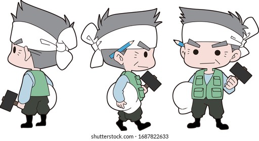 Clip art of middle-aged male carpenter