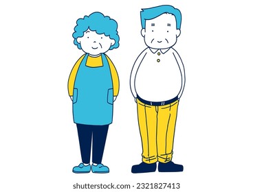 Clip art of middle-aged man and woman standing side by side