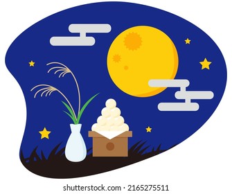 Clip art of moon viewing.　Mid-autumn moon.