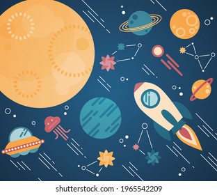 Clip art of moon and space