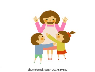 Clip art of the mother and children.
Image of kindergarten, nursery school.
Image of maternity.

Image of affection of mother and child.
Mother's love and images of children.
