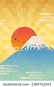 Clip art of Mount Fuji and sunrise on New Year's Day