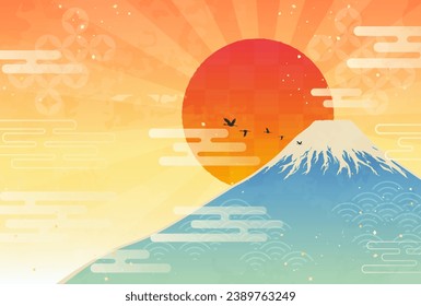 Clip art of Mount Fuji and sunrise on New Year's Day