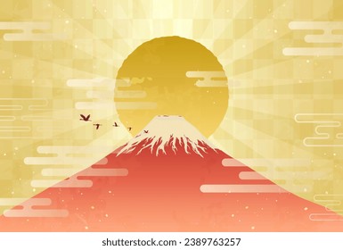 Clip art of Mount Fuji and sunrise on New Year's Day