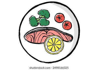 Clip art of munier of salmon of brush touch