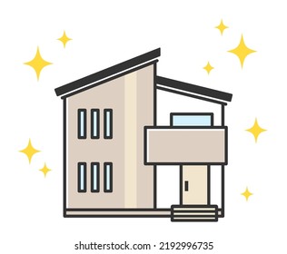 Clip Art Of  Newly Built Or Renovated, Brand New House