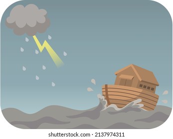 Clip art of Noah's Ark　
Heavy Rain and Flood