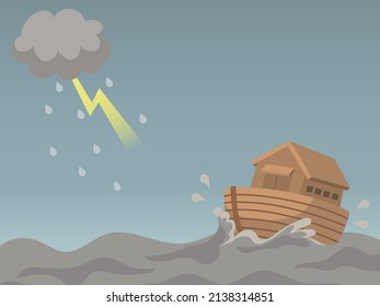 Clip art of Noah's Ark　
Heavy Rain and Flood