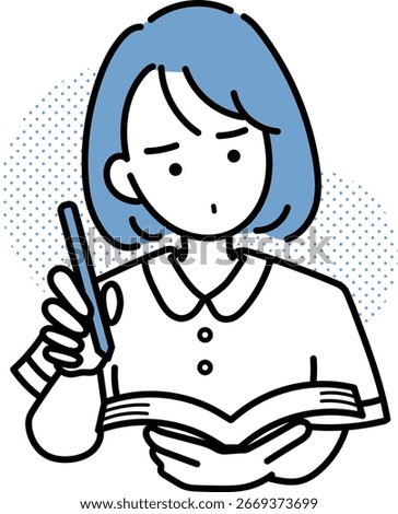 Clip art of nurse studying.