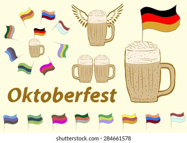Clip art of Oktoberfest with glasses of beer and check boxes