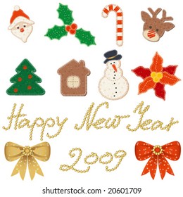 Clip art on the Christmas and New year theme from felt