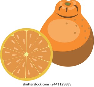 Clip art of one dekopon cut dekopon