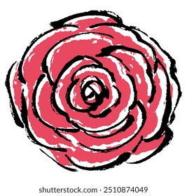 Clip-art de uma rosa de vista aérea por toque de pincel