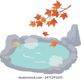 Clip art of open-air bath in autumn