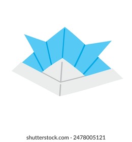 Clip art of origami helmet seen from an angle Color without line