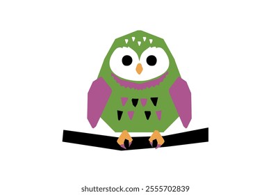 clip art of owl perching on branch of tree