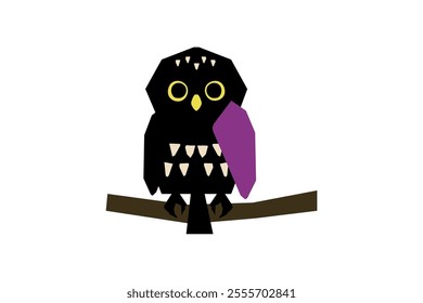 clip art of owl perching on branch of tree