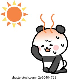 Clip art of panda who falls ill in intense heat.
