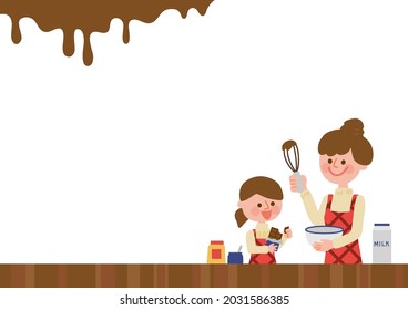 Clip art of parent and child making handmade chocolate