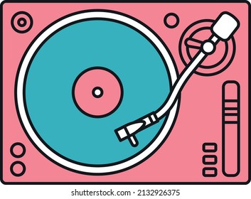 Clip art of pastel-colored turntable