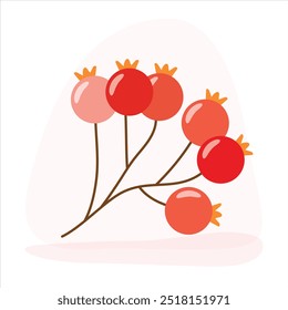 Clip art of pattern doodle of Autumn berries on isolated background. Hand drawn design for Autumn harvest holiday, Thanksgiving, Halloween, seasonal, textile, scrapbooking, paper crafts.