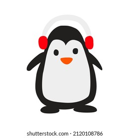 clip art of penguin in xmas costume with cartoon design,vector illustration