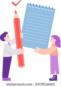 Clip art of people checking a list