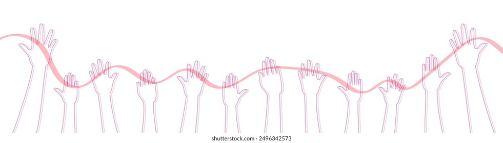 Clip art of people raising hands and ribbons