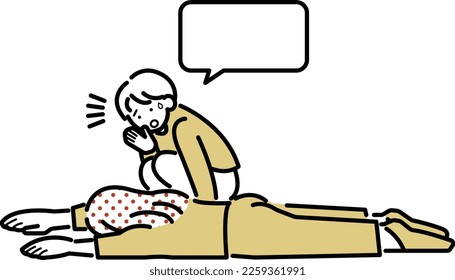 Clip art of a person helping a fallen woman.