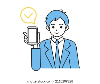 Clip art of a person holding a cell phone 