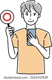 Clip art of person holding a cellular phone