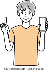 Clip art of person holding a cellular phone