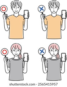 Clip art of person holding a cellular phone