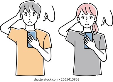 Clip art of person holding a cellular phone