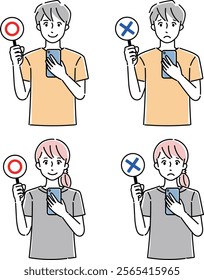 Clip art of person holding a cellular phone